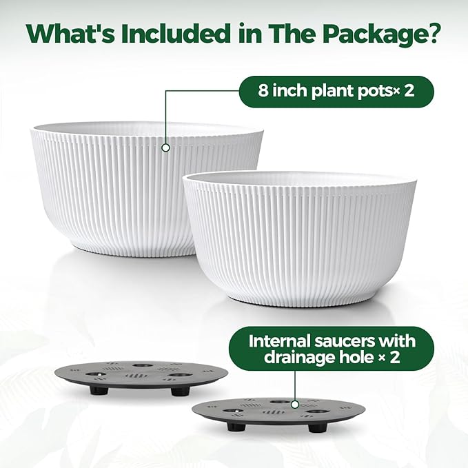 T4U 8 Inch Self Watering Pots for Indoor Plants, 2 Pack Plant Pots, Durable - Image 6