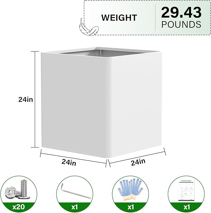 Large Metal Outdoor Planter Box 24" W x 24" D x 24" H, Cube Planters - Image 2