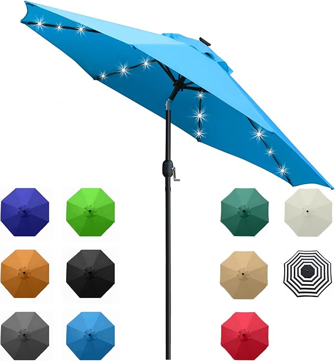 Sunnyglade 9' Solar LED Lighted Umbrella by Sunnyglade