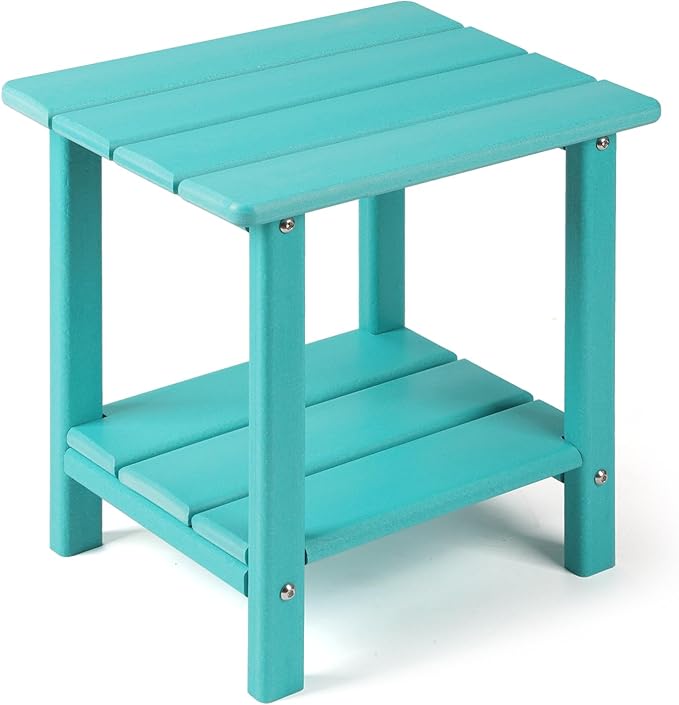 Adirondack Outdoor Side Table, 2-Tier Sturdy Patio End Table Weather Resistant by Apolimi