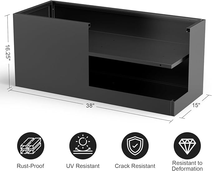 Long Metal Planter Box for Outdoor Plants 15" W x 38" L x 16.25" H, Heavy Duty - Image 2