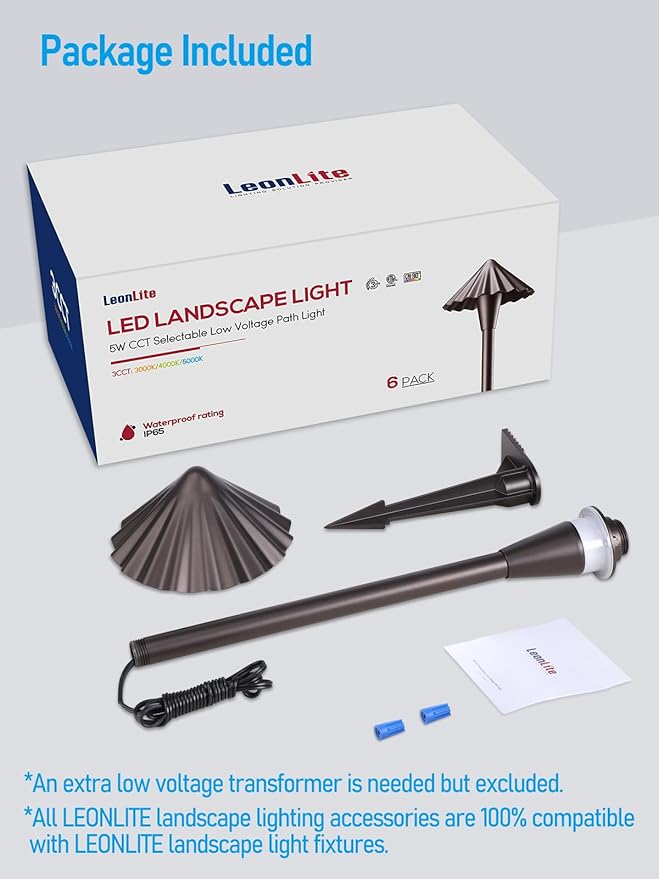 LEONLITE 3CCT Low Voltage Pathway Lights, LED Landscape Path Lights, - Image 8