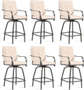 Patio Swivel Bar Stools Set of 6, Outdoor Bar Height Swivel Chairs by STRPRETTYBASIC