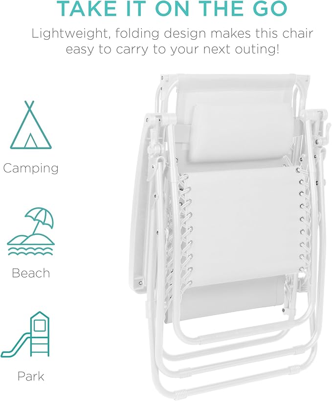 Best Choice Products Folding Zero Gravity Outdoor Recliner Patio Lounge Chair - Image 7