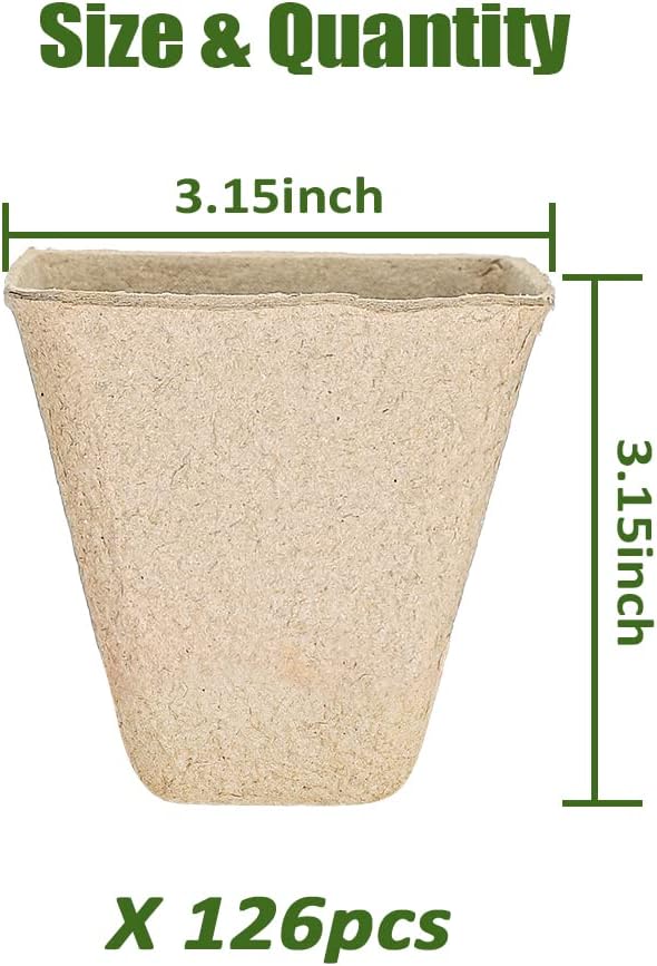 126 Packs Square Peat Pots, 3.15 Inch Seed Starting Pots - Image 2