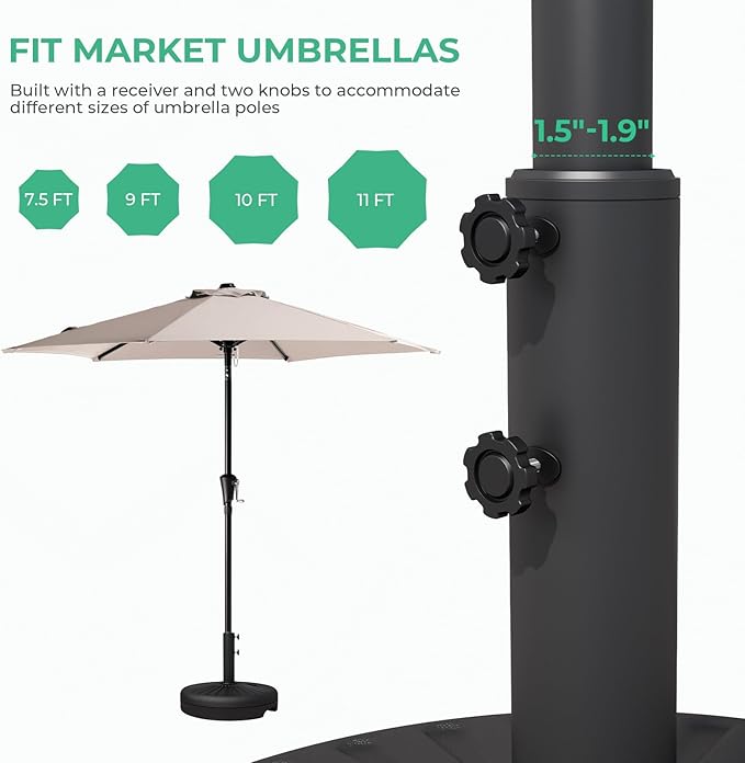 JEAREY 81.5lb Max Capacity Patio Umbrella Stand, Outdoor Umbrella Base Water - Image 5