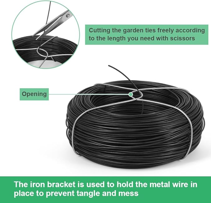 328 Feet Plant Twist Tie Plastic Coated Soft Garden Metal Wire 1mm Thin - Image 3