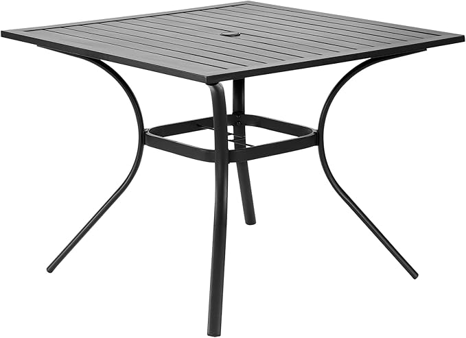 VEVOR Outdoor Patio Dining Table, 37 inch Square Metal Steel Slat Backyard - Image 9