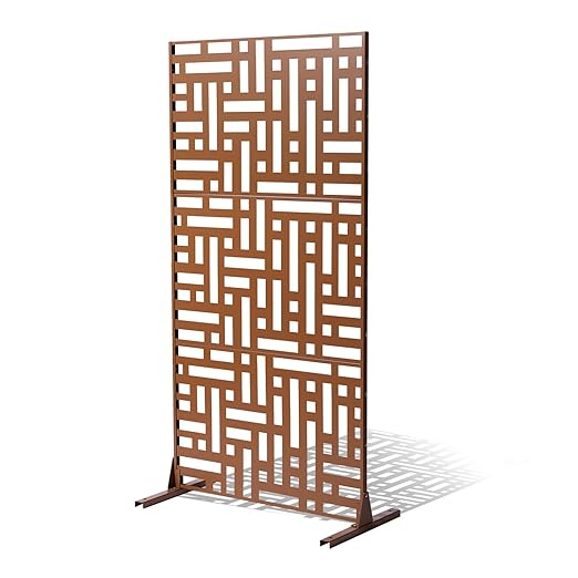 VEVOR Metal Privacy Screen, Outdoor Privacy Screens 3-Panel, Freestanding - Image 11