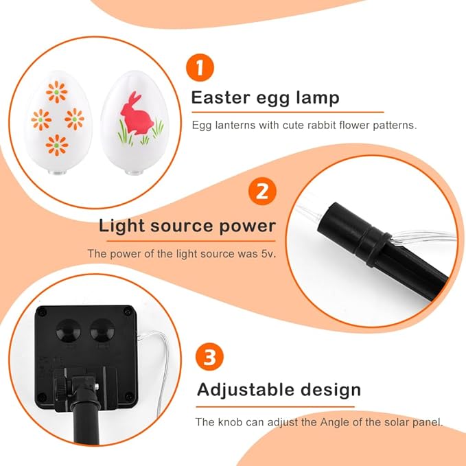 8 PCS Solar Easter Eggs Stake Lights, IP65 Waterproof Multicolor Outdoor Easter - Image 7