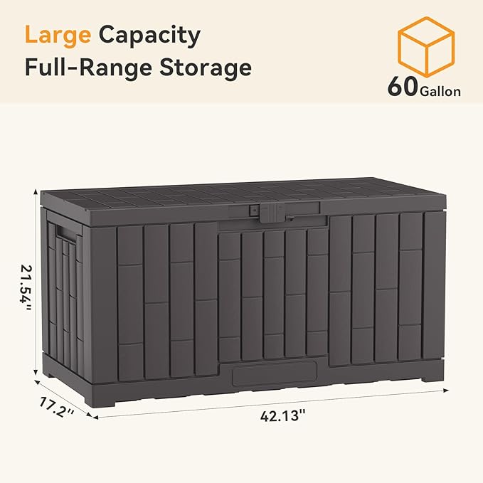 NEWBULIG 60 Gallon Deck Box, Waterproof Outdoor Storage Box - Image 2