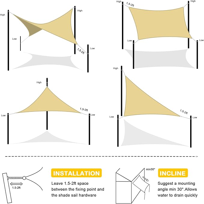 Artpuch Waterproof Sun Shade Sail, UV Resistant Rain Canopy, Curved Edges Shade - Image 6