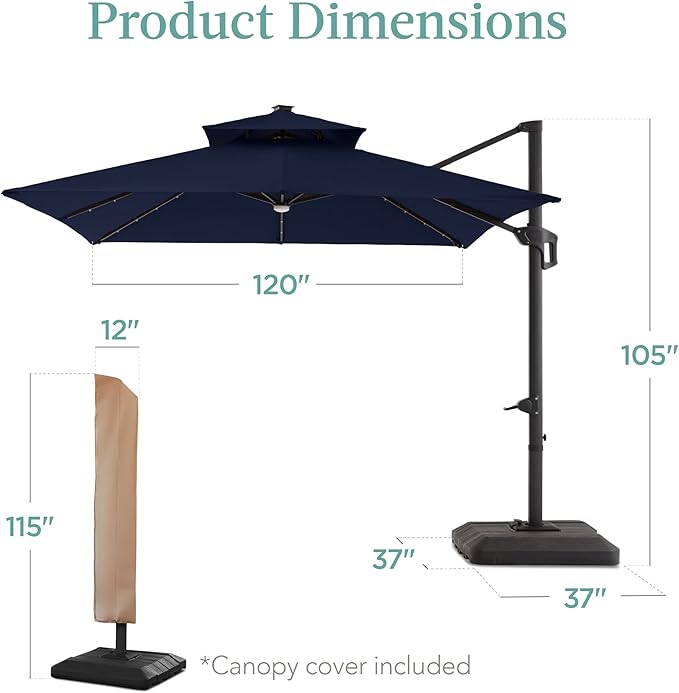 Best Choice Products 10x10ft Cantilever Patio Umbrella w/Base Included - Image 7