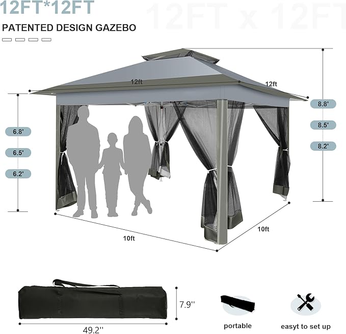 COBIZI 12x12 FT Pop up Gazebo on Clearance Outdoor pop up Canopy Tent, carpas - Image 5