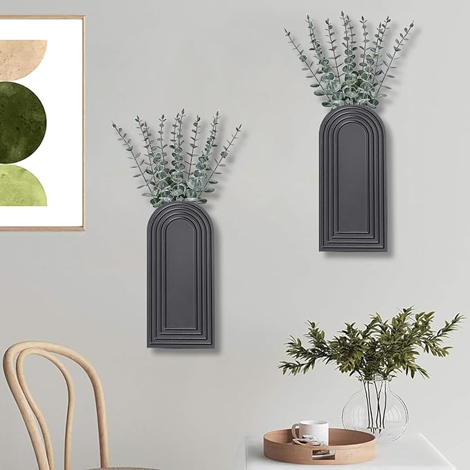 2 Pack Wooden Wall Vase Set - Image 7