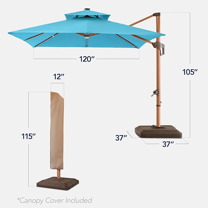 Best Choice Products 10ft Square Cantilever Patio Umbrella w/Base Included - Image 2