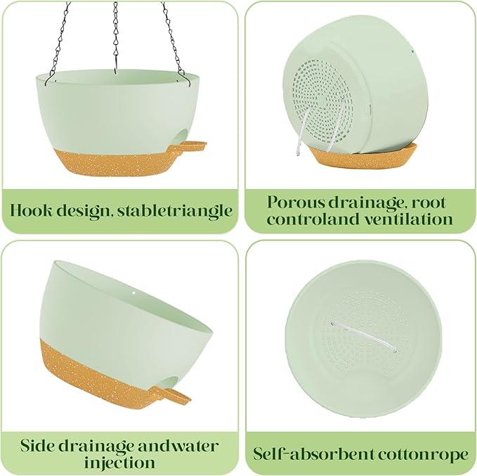 2 Pack 10 Inch Self Watering Hanging Planters - Image 7