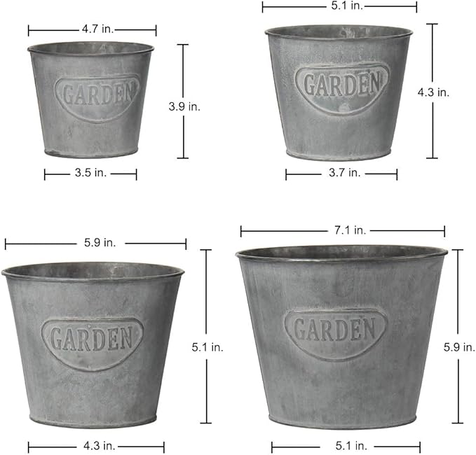 Briful 4 Size Galvanized Buckets Farmhouse Metal Bucket Dark Gray Galvanized - Image 2