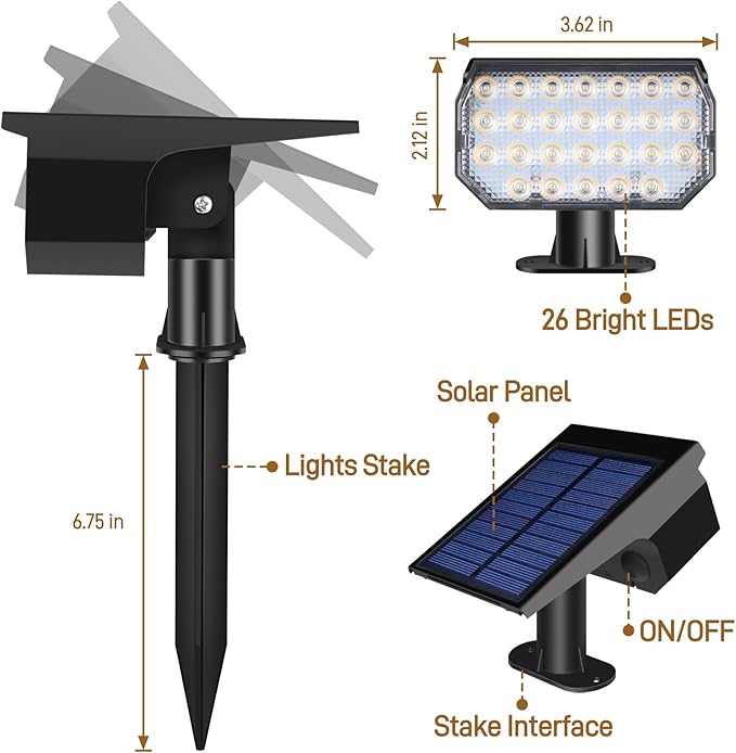 Solar Lights Outdoor Waterproof IP65, 7 Lighting Modes Color Changing 26 LED - Image 5