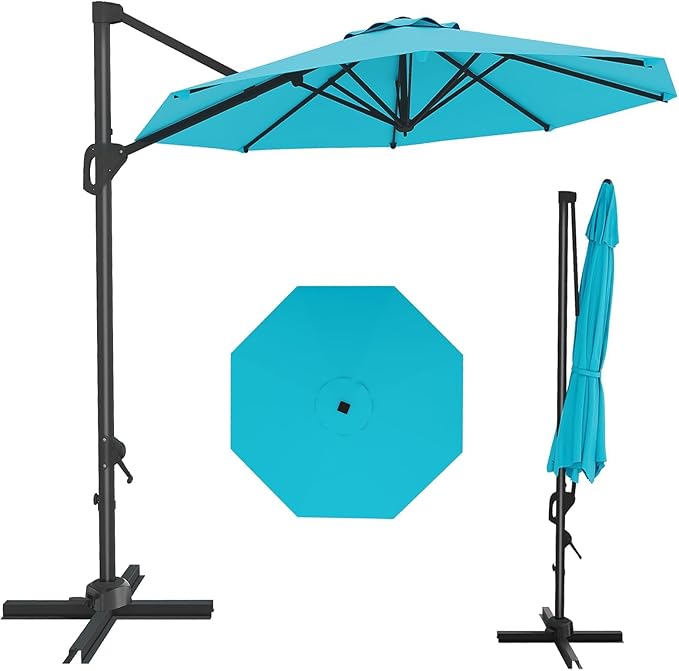 GarveeLife 10 ft Patio Umbrella Outdoor Large Cantilever Umbrella w/Base by GarveeLife