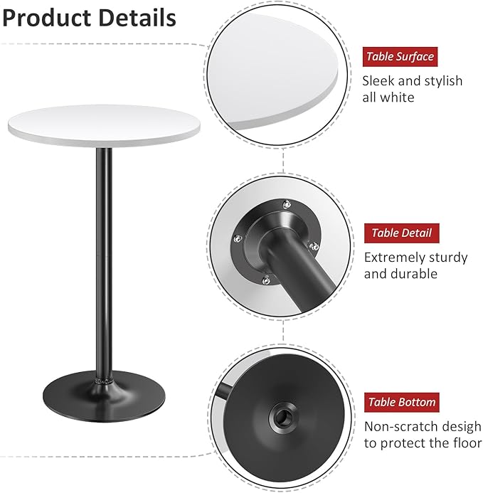 Furmax Bistro Pub Table Round Bar Height Cocktail Table - Image 4