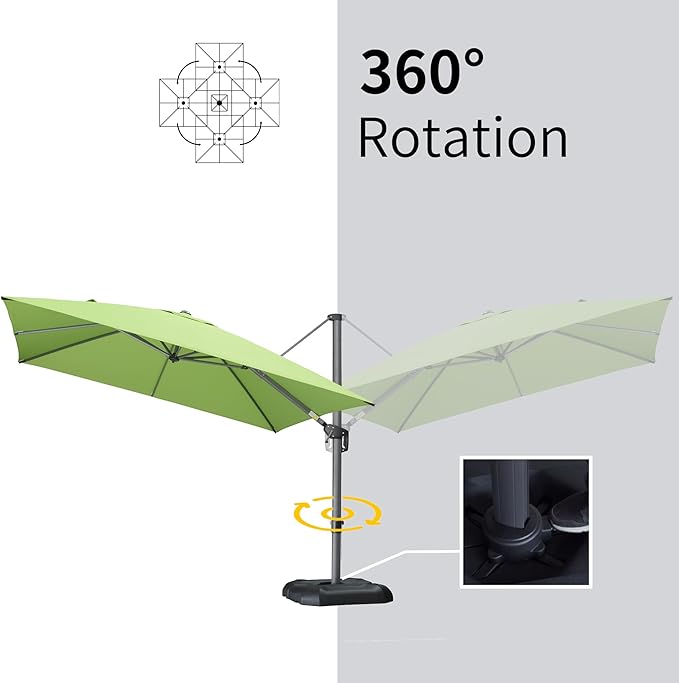 PURPLE LEAF 9' X 11.5' Patio Umbrella Outdoor Cantilever Rectangle Umbrella - Image 6