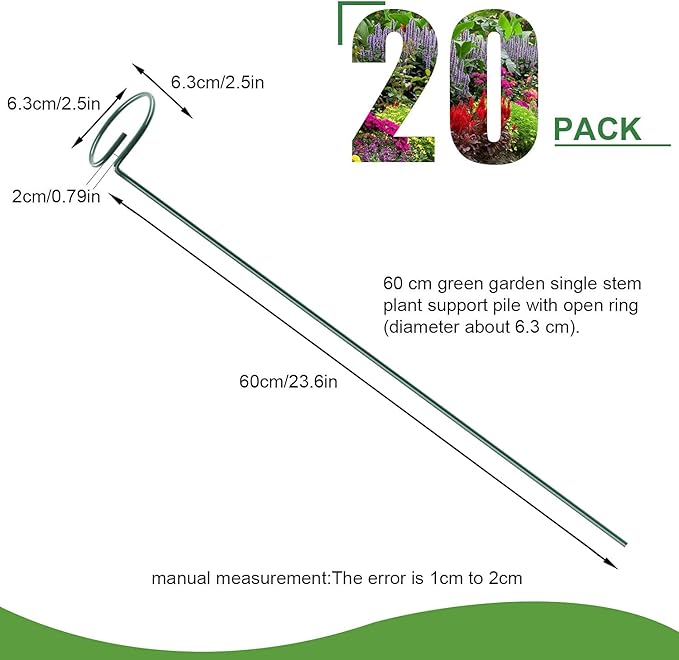 HiGift 20 Pack 24 Inch Plant Support Stakes, Single Stem Flower Support Stakes - Image 3