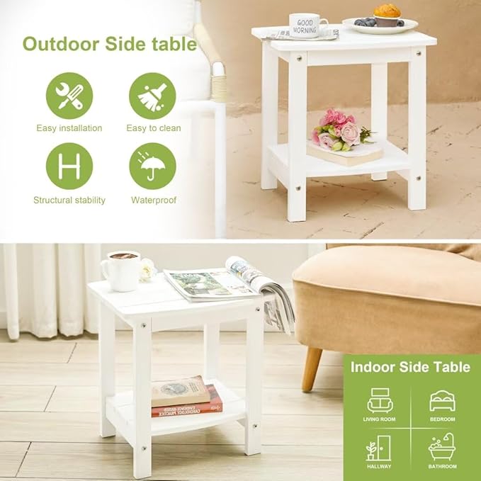 Y&M Outdoor Side Table, HIPS Adirondack Small Double Layer Table, Waterproof - Image 6