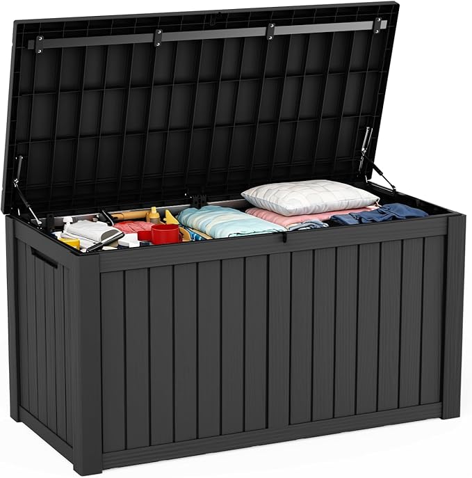 EasyUp 180 Gallon Outdoor Storage Box, Resin Waterproof UV-Resistant Deck Box by EASYUP