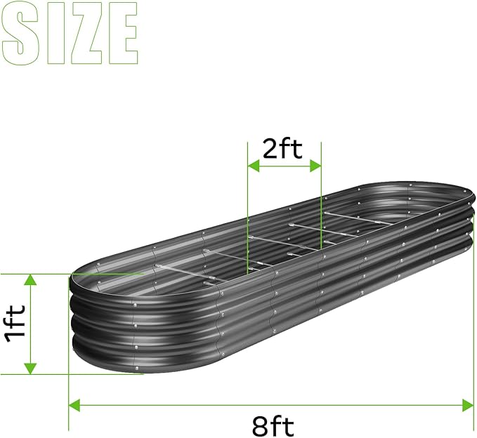 Land Guard 8×2×1ft Galvanized Raised Garden Bed Kit, 108 Gallon Capacity Raised - Image 2