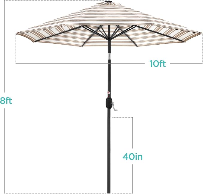 Best Choice Products 10ft Solar Polyester LED Lighted Patio Umbrella w/Tilt - Image 7