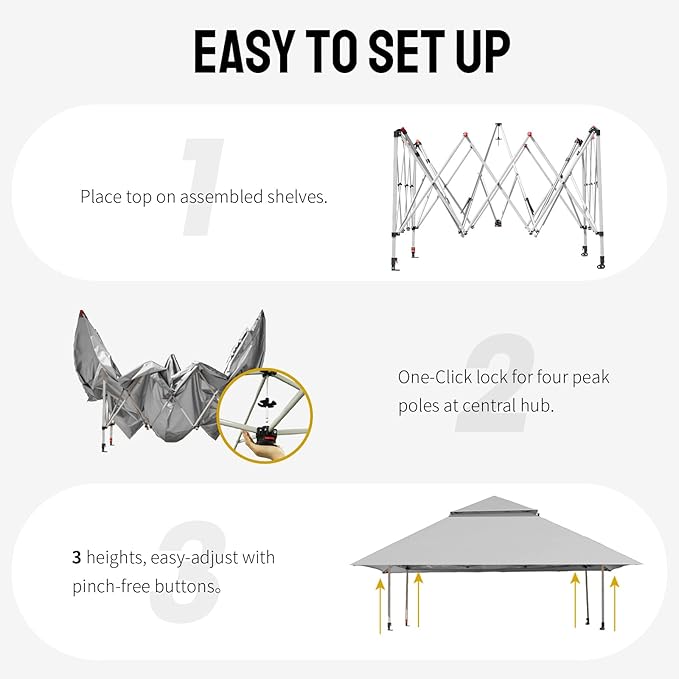 CROWN SHADES 13x13 Pop Up Gazebo, Canopy Tent, Gazebos on Clearance - Image 4