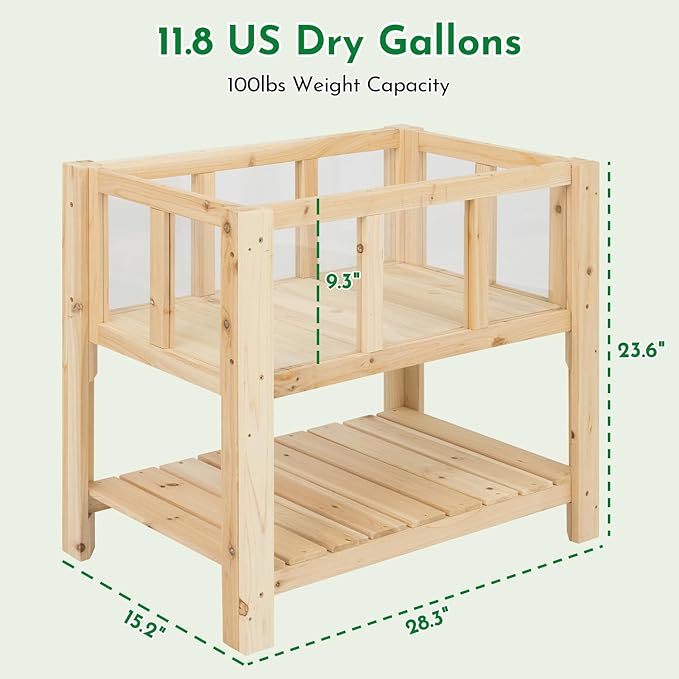 Raised Garden Bed with Transparent Acrylic Side Panels, Elevated Wooden Planter - Image 7