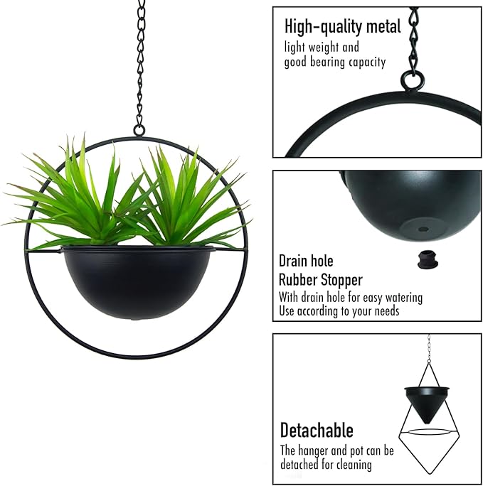 Metal Hanging Planters, Modern Plant Hanger - Image 4