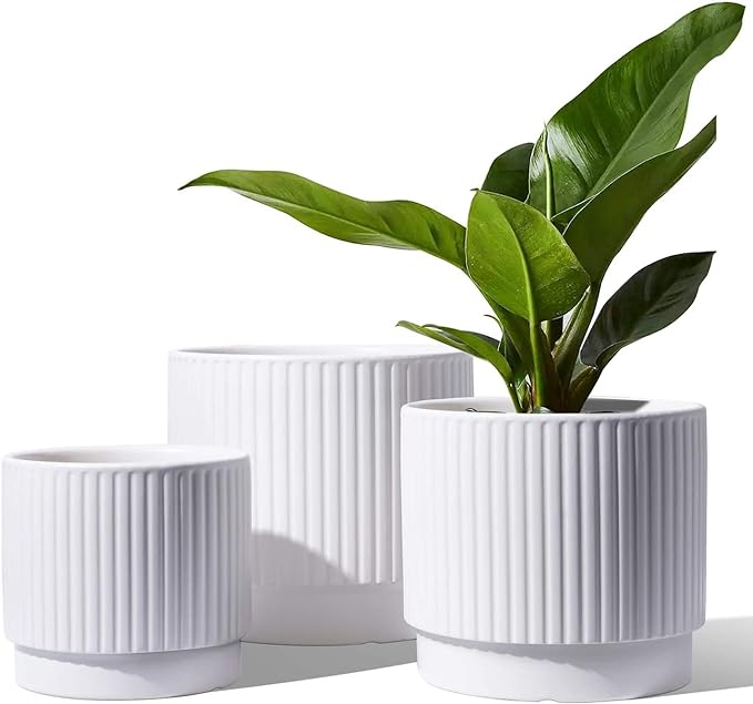 LE TAUCI Ceramic Pots for Plants, 8+6.7+5.5 Inch Plant Pots Indoor, Flower Pot by LETAUCI