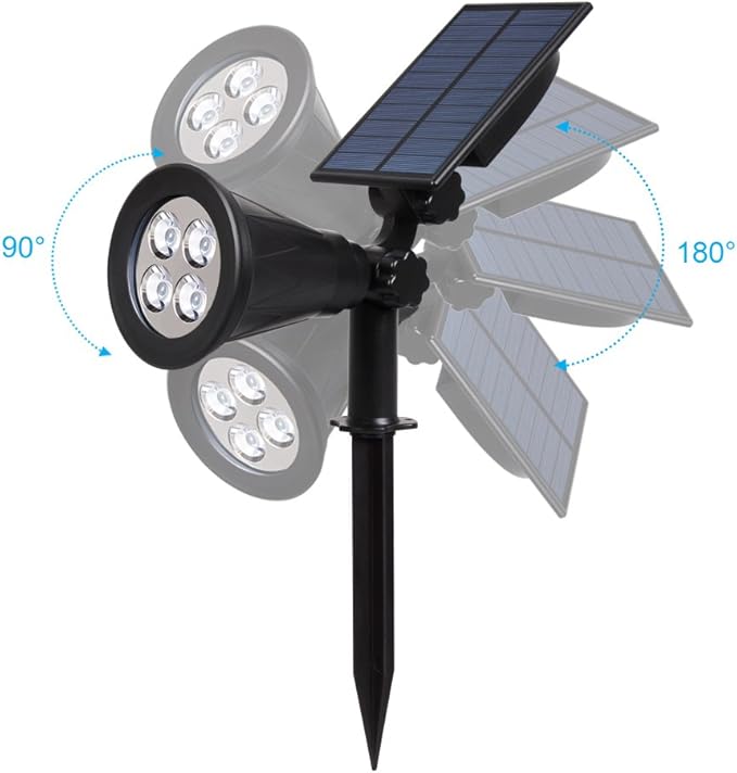 T-SUN Blue Solar Spotlights, Outdoor Waterproof Auto ON/Off Adjustable Garden - Image 2