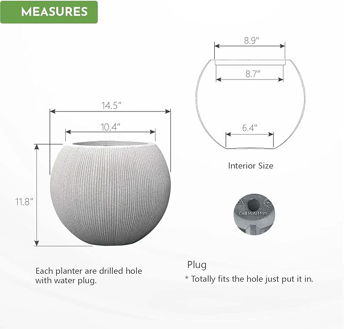 11.8" H X 14.5" D Round Plastic Planter - Image 2