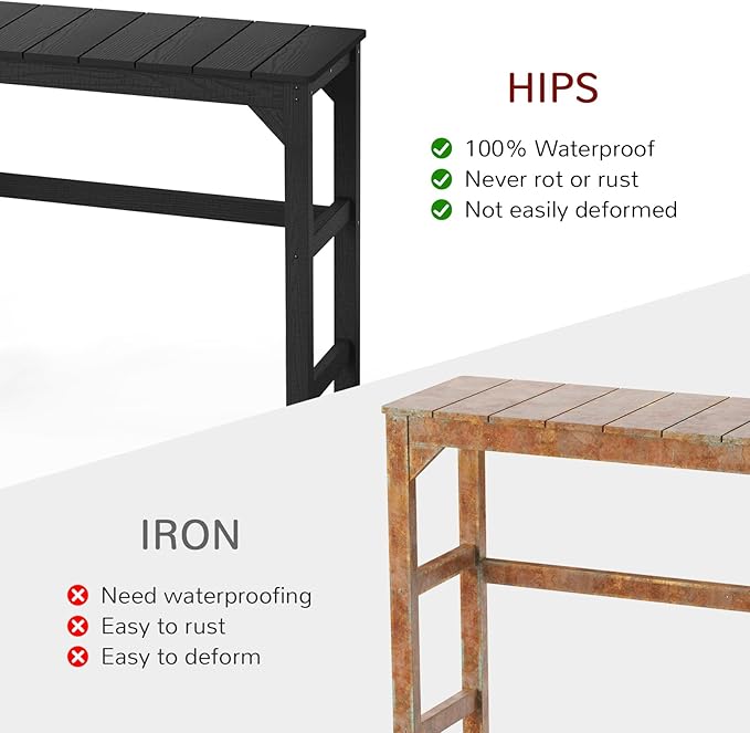 Stoog 3-Pieces Patio Bar Set, All-Weather HIPS Outdoor Bar Stools Set of 2 - Image 4