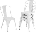 FDW | Set of 4 Metal Dining Chairs | Cream | Stackable Tolix Side Chairs by FDW