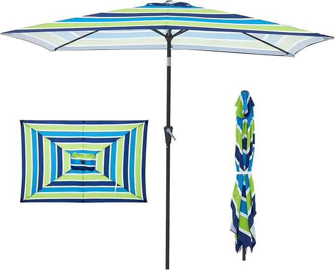 JEAREY 6.5x10 ft Rectangular Patio Umbrellas Rectangle Outdoor Umbrella by JEAREYOutdoorsCollection