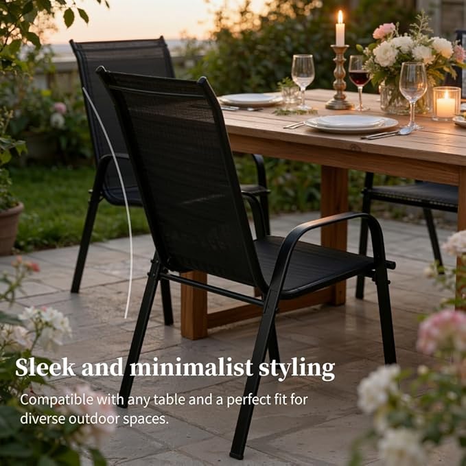 MAMIZO Patio Dining Chairs, Stackable All Weather Teslin Chair, Heavy Duty - Image 7