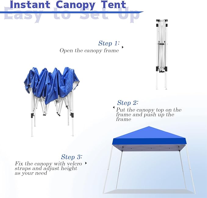 Canopy Tent, 10X10 FT Pop Up Canopy Outdoor Instant Tent Slant Legs - Image 3