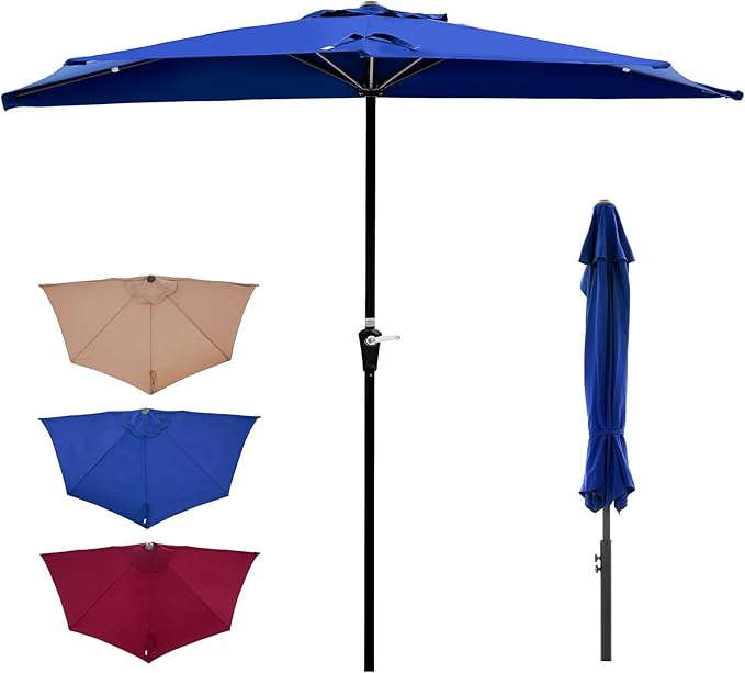 OLIXIS Half 9Ft Umbrella Outdoor Patio, Scalloped Patio Umbrella by OLIXIS