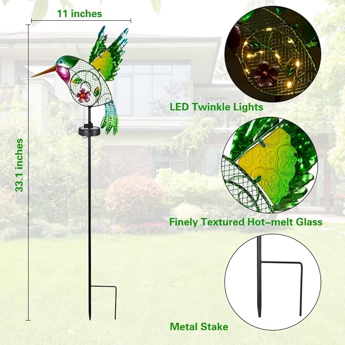 DREAMYSOUL Outdoor Solar Garden Lights, Hummingbird Solar Lights - Image 4