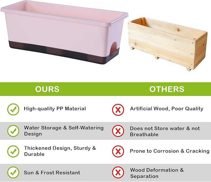 Window Box Planter 8 Pcs, 17 Inches Rectangle Flower Pots - Image 3