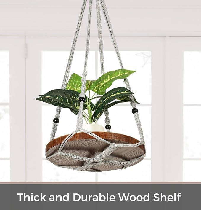 2 Pack Macrame Plant Hanger | Plant Hanger Indoor, Hanging Planter Shelf | - Image 6