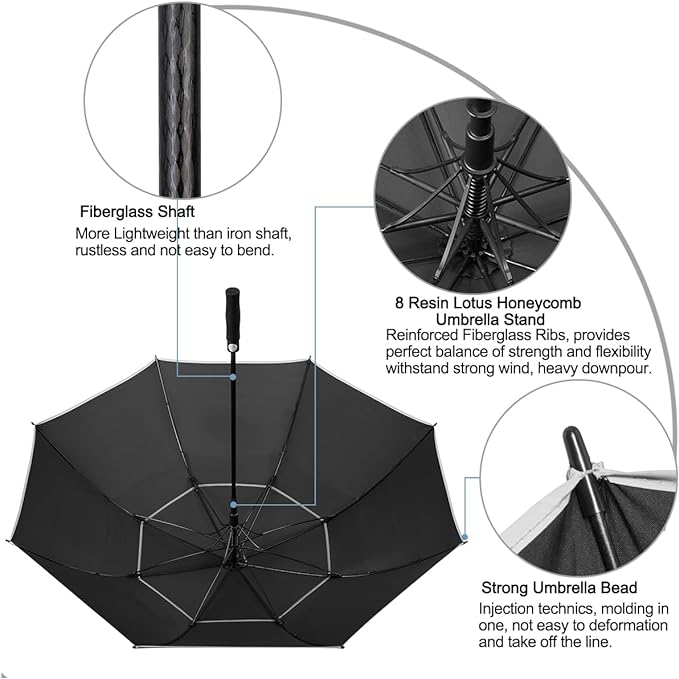 G4Free 47/54/62/68/72 Inch Automatic Open Golf Umbrella Oversize Extra Large - Image 6