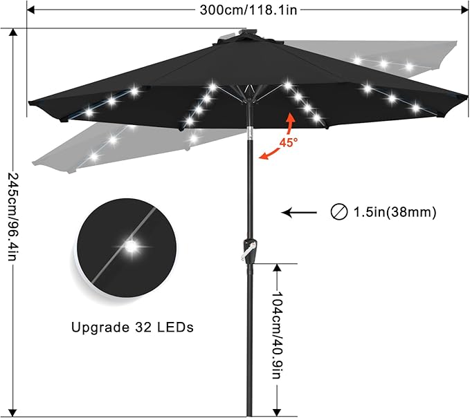 ABCCANOPY 10FT Durable Solar Led Patio Umbrellas - Image 3
