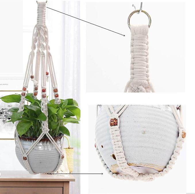 Belit 2 Pack Macrame Plant Hangers Indoor Hanging Planter Basket Decorative - Image 4