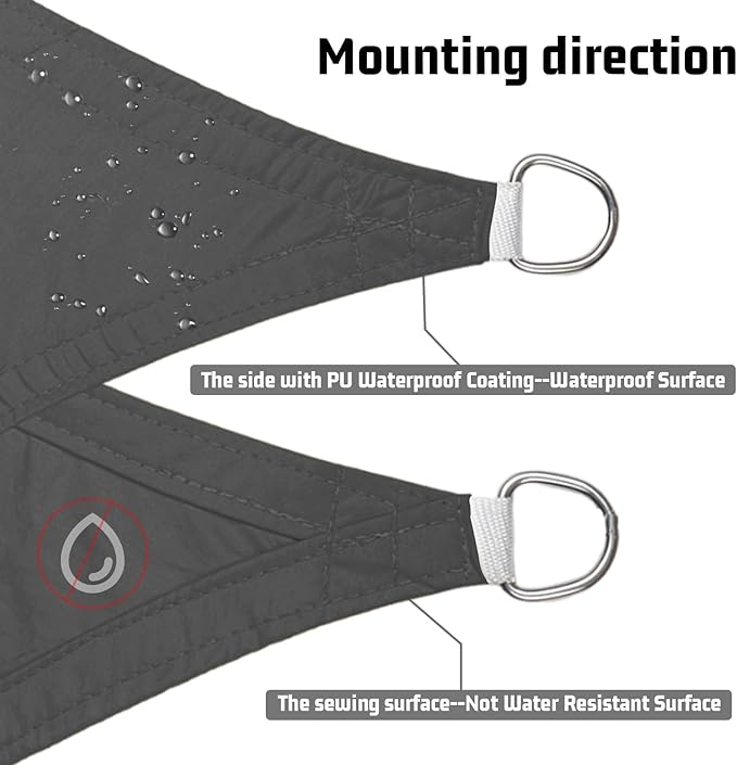 LOVE STORY Right Triangle 5'x7'x8.6' Waterproof Sun Shade Sail Canopy UV Block - Image 4